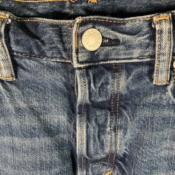 H&M &Denim Slim Straight Jeans Blue Stretch Mid Rise Size 32 Women’s Button Fly - Picture 6 of 15